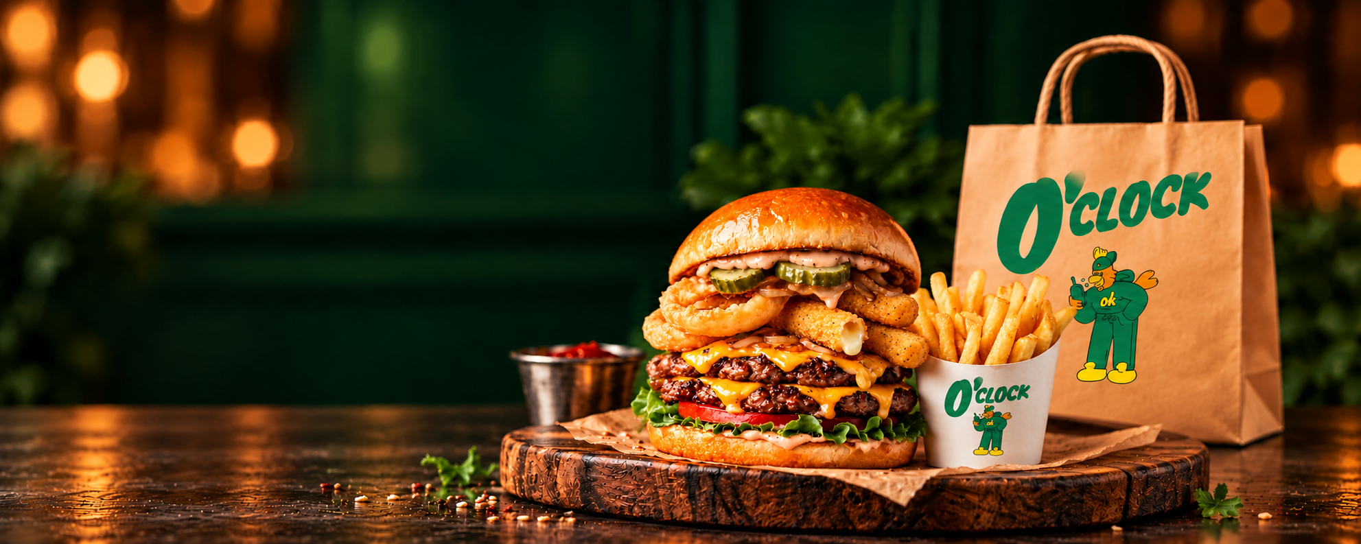 Burger O’CLOCK avec cheddar fondant